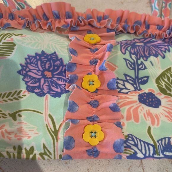 Matilda Jane polka dot floral ruffle swimsuit SZ 12 - Picture 3 of 8